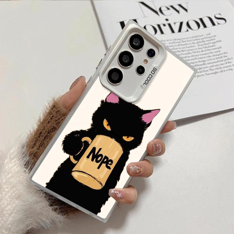 Black Cat Cartoon Cute Shockproof Phone Case for Samsung Galaxy S26 Edge S25 Ultra S24 FE S23 Plus S21 Cover Anti Fall Fundas