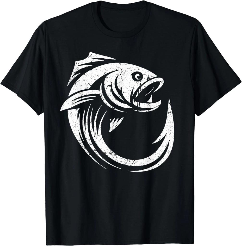 Fischhaken Minimal Kunstwerk Angler Einfache Linie Angelfreund Unisex T-Shirt
