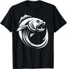 Fischhaken Minimal Kunstwerk Angler Einfache Linie Angelfreund Unisex T-Shirt