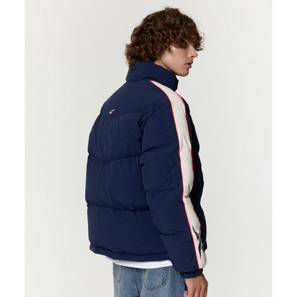 Reebok Color Block Stand Collar Zipper Long Sleeve Down Jacket Unisex Outerwear Navy-Blue REJU4FD54N3