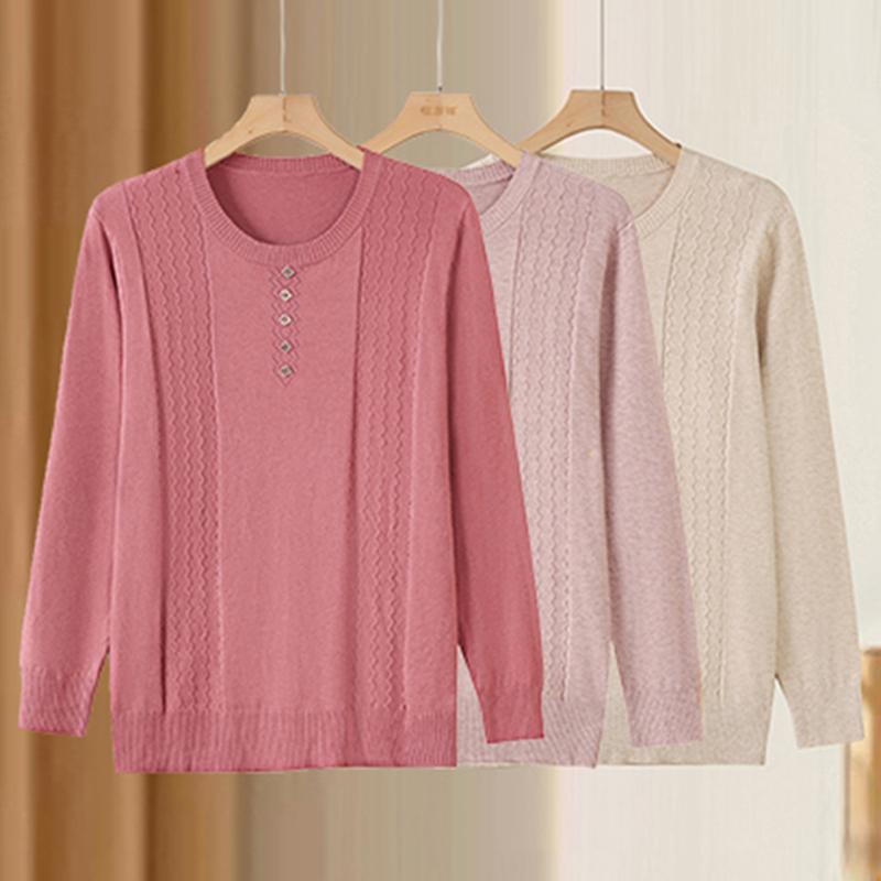 Plus Size 4XL-7XL Elegant Middle Aged Women's Sweater Large Size Knitwear Tops Casual Long Sleeve Autumn Female Clothing