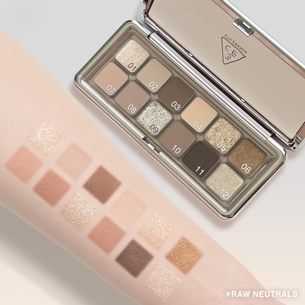 3CE New Take Eyeshadow Palette B Low Neutral, Korean Cosmetics, Brown, Glitter, Multi-Color