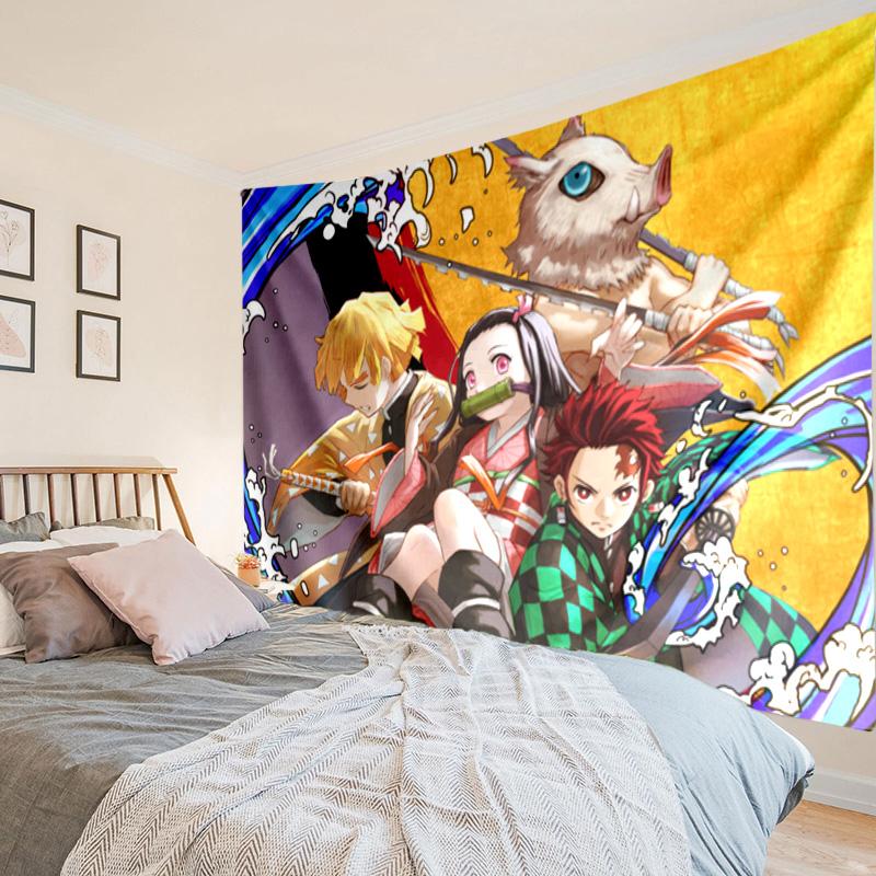 Demon Anime Group Tapestry, Unique Design Tapestry, Wall Decor for Bedroom,Livingroom, Playroom,Heartwarming Fan Holiday Gifts
