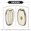 Key Fob Cover Compatible for Hyundai Elantra, 5 Buttons Silver Tone Edge Fashion Soft TPU White Remote Keyless Smart Key Fob Case Protection Shell
