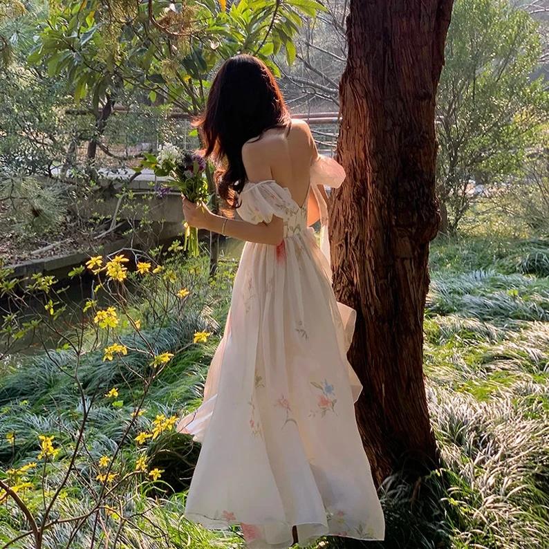 Buy Milkmaid Dress, Floral Dress, Slit Dress, Fairy Dress, French Dress,  Chiffon Dress, Beach Dress, Dress for Women, Cottagecore Dress at  affordable prices  free shipping, real reviews with photos  Joom