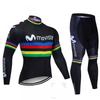 Men Women Cycling Long Sleeve Jersey Bib Shorts Set Winter Thermal Riding Outfit Mountain Bike Road