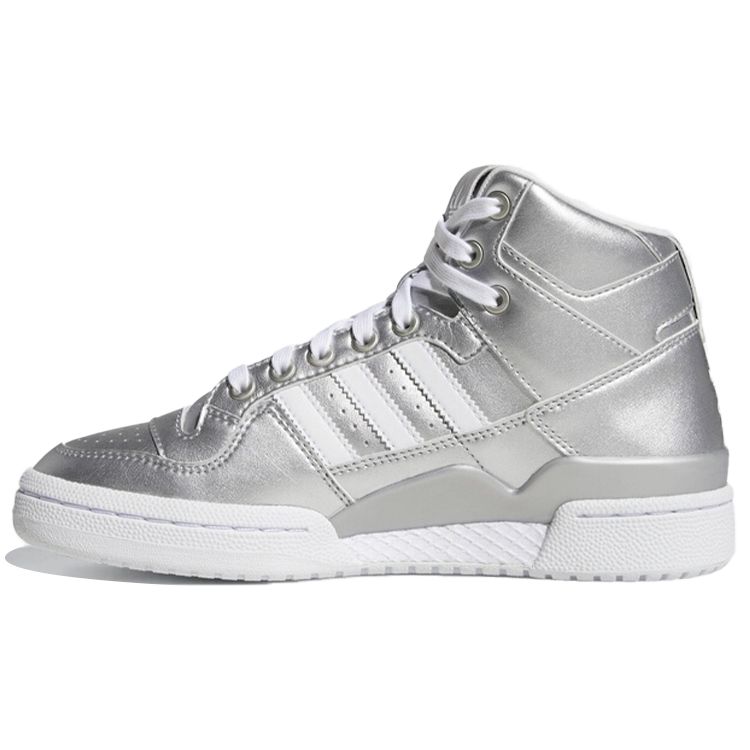 Adidas Originals Forum Mid Synthetic Leather High-Top Sneakers Women Sneakers Silver D98185