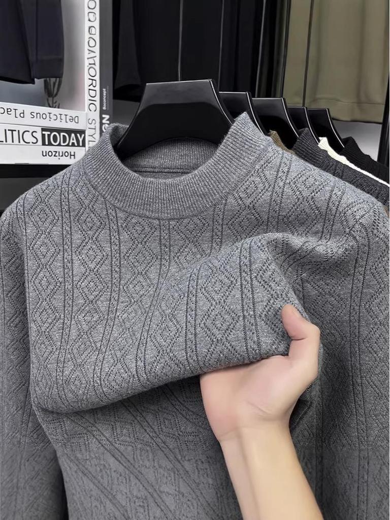 Herren-Jacquard-Rundhalspullover, Wintermode 2025