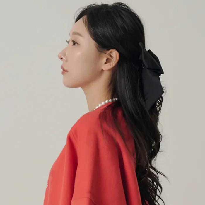Satin Big Ribbon Hairpin_Black