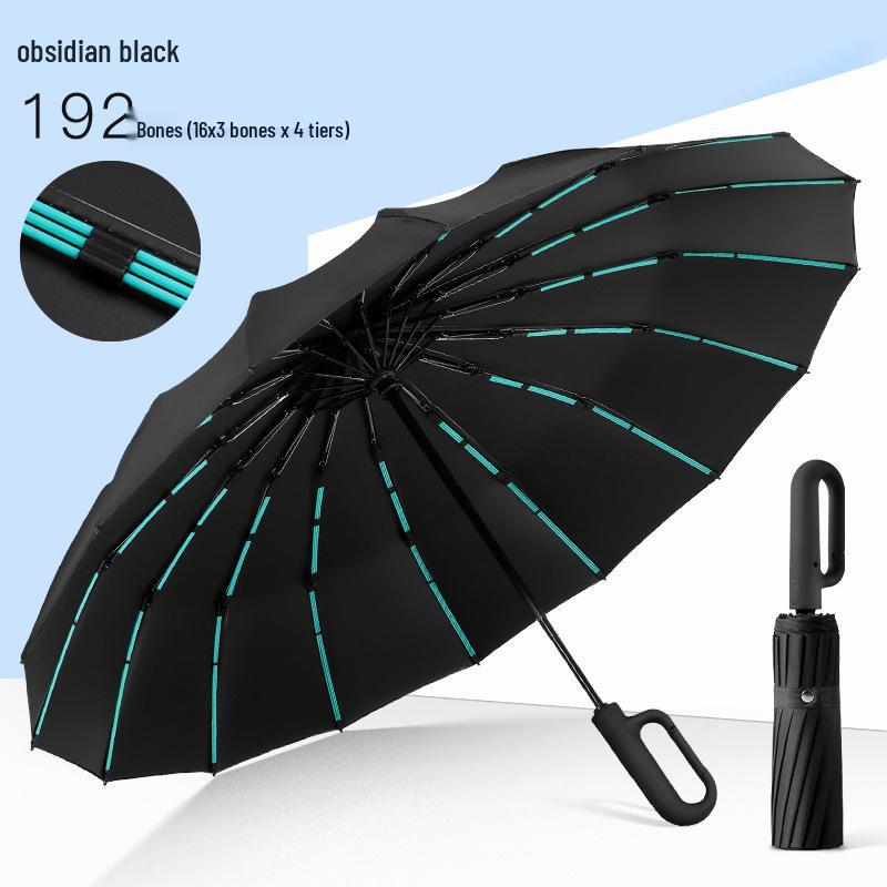 New 192-Rib Automatic Large Stormproof Dual-Use Umbrella for Business and Sun Protection
