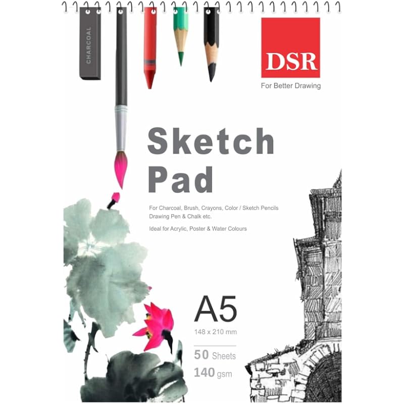 Dsr A5 Sketch Book 50 Sheet Set Of 2 (140 Gsm Sheets)