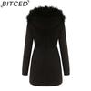 BITCED Fall/Winter Puffer Jacket for Women with Fleece Lining, Fur Collar, Hooded Warm Coat, Loose-Fit Cotton Jacket