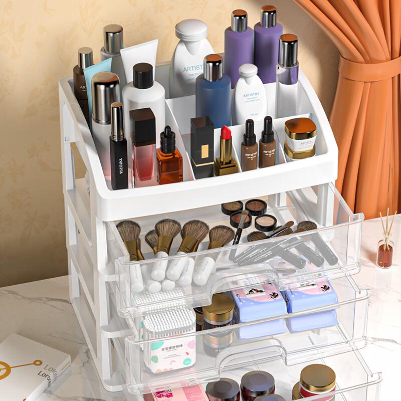 Transparent 3-Tier Desktop Storage Drawer Organizer