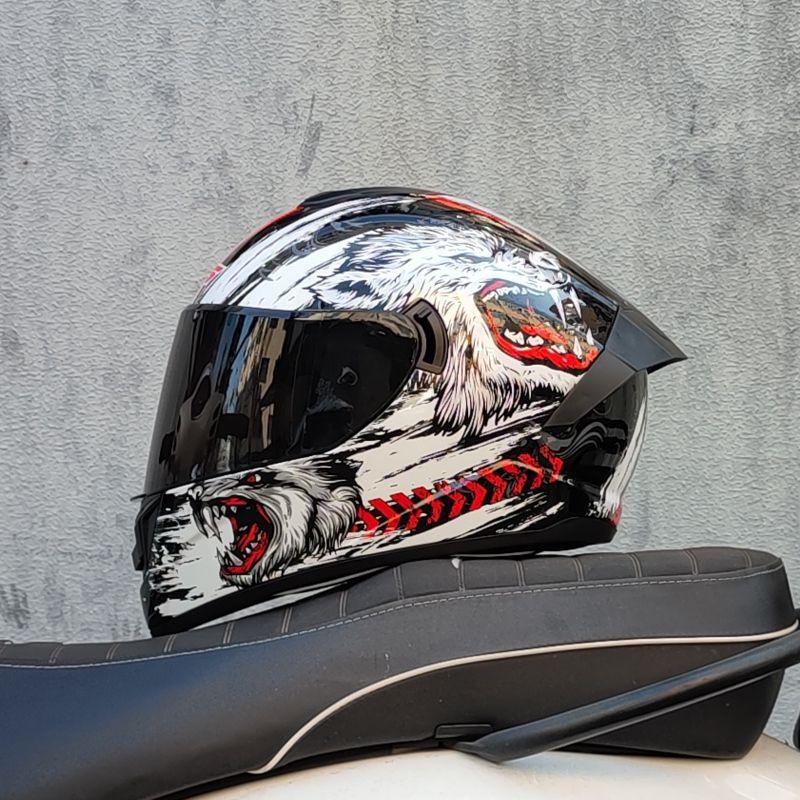Motorcycle Helmet Men and Women Double Lens Party Sports Car Helmet New National Standard Four Seasons Personalized Bluetooth