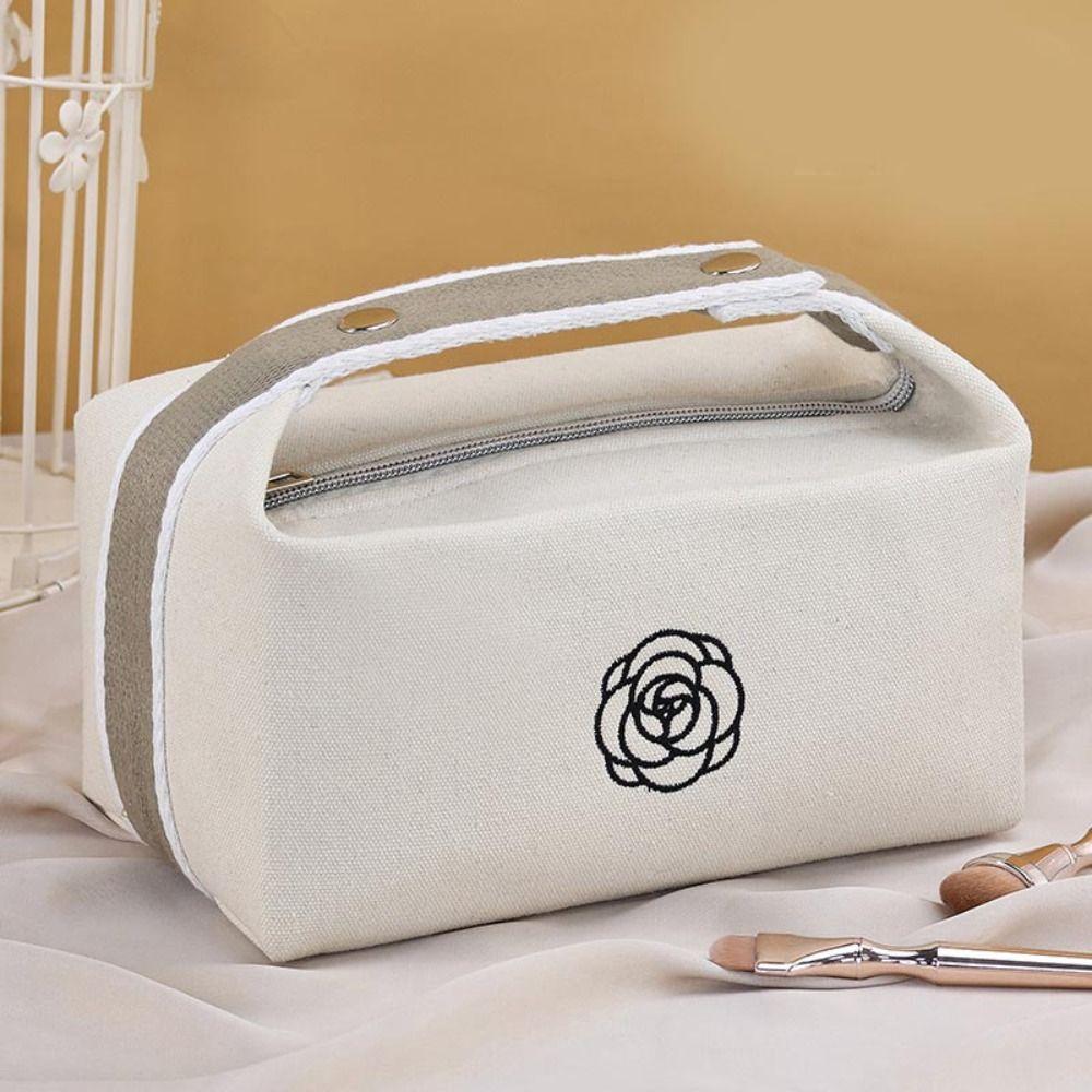

Водонепроницаемая косметичка «Камелия» Ручная дорожная сумка для хранения Модная холщовая косметичка Женская бежевый