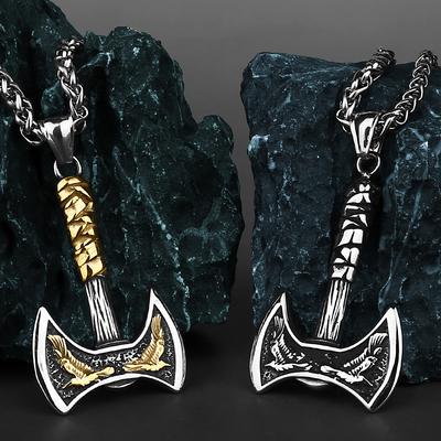 YQ 316L Stainless Steel Viking Axe Pendant Necklace For Men Jewelry Accessories Items