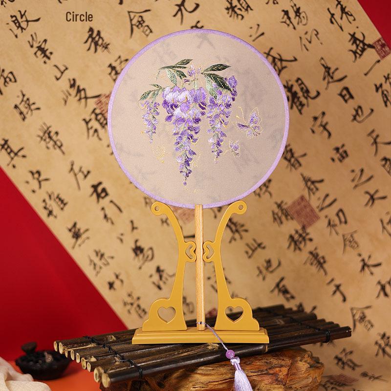 Double-sided Embroidered Round Fan: Ancient Style Suzhou Hanfu Dance Accessory
