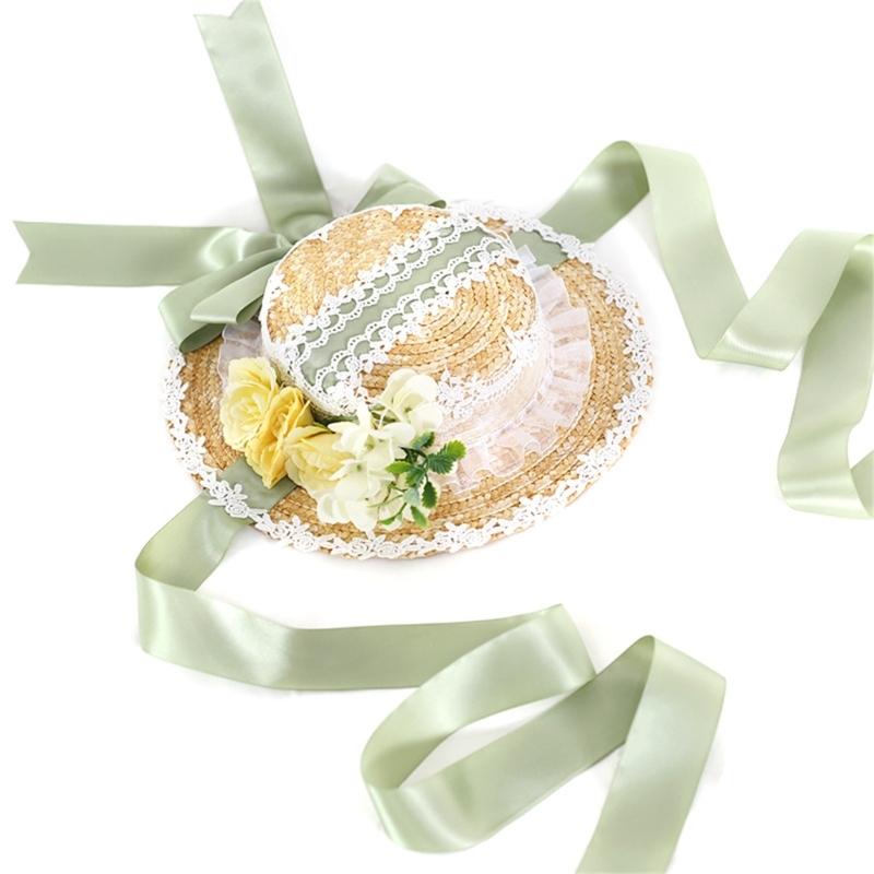 Elegant Bonnet Flower Lace SunHat Breathable Hat Summer Tea Party Holiday Vacation Decors Western Vintage Hat