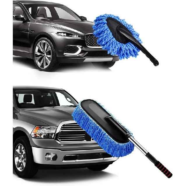 Car Duster, Extendable Long Handle Microfiber Car Duster Exterior Scratch Free Car Cleaning Tool, Car Dust Brush for Truck, SUV, RV, Motorcycle and