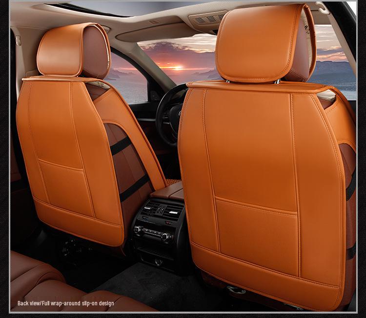 Universal Breathable Leather Car Seat Cover with Lumbar Support - Multi-Color Summer Cushion