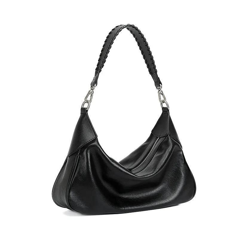 2026 New Vegetable-Tanned Cowhide Hobo Bag - Women's Genuine Leather Underarm Shoulder Bag | Fashiable Girls' Commuter Handbag