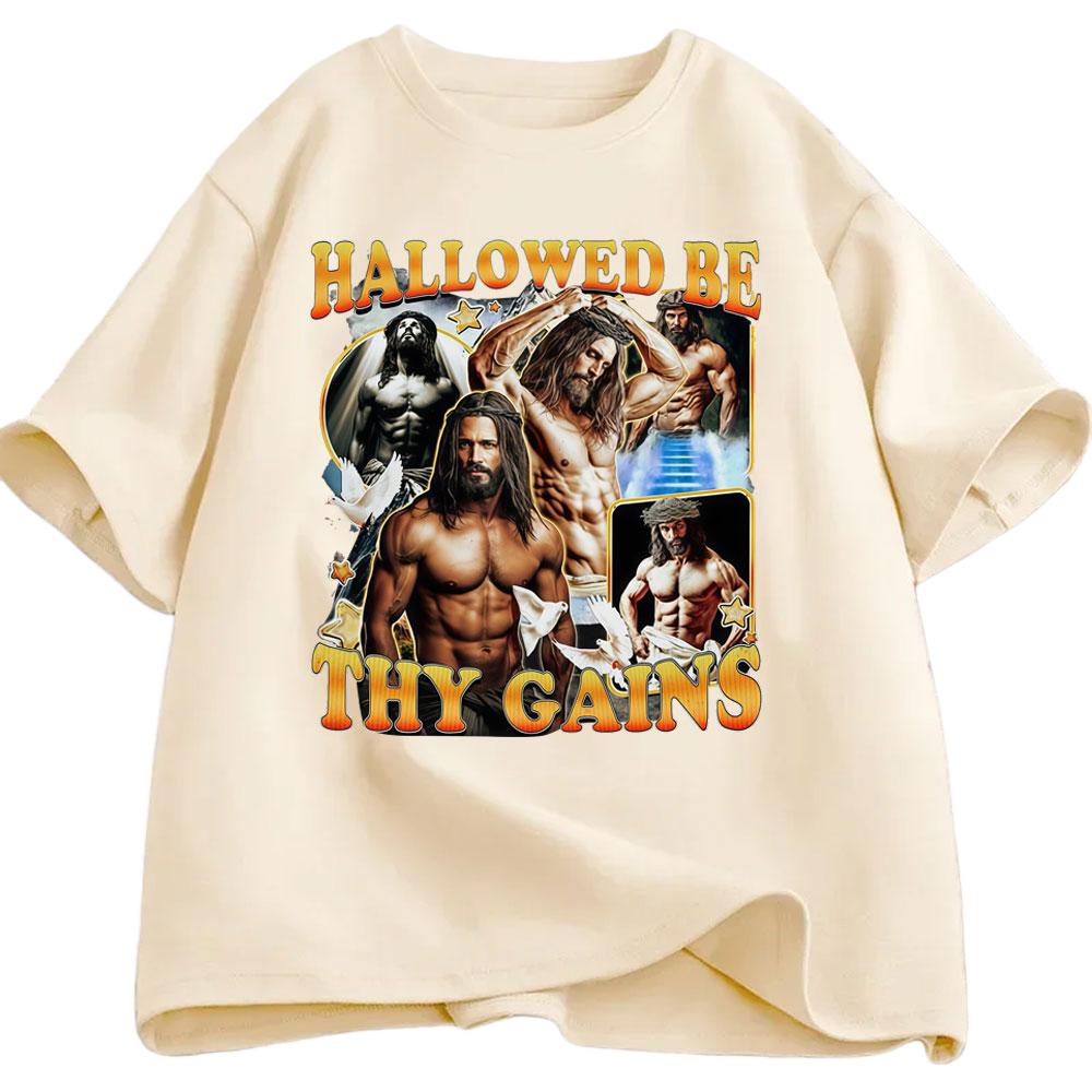 Halloween Be Your Gains Fun Jesus Memorial Tshirt Mens Womens Cotton Fashion Harajuku Tshirt Mens Tshirt Street Wear Y2K
