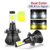 2 adet LED araba ışıkları H8 H9 H11 H7 HB3 HB4 9005 9006 H27 880 881 H3 H1 LED far ampulü çift renkli araba sis lambası beyaz sarı