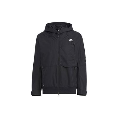 Solid Color Front Pocket Hooded Sports Jacket Men Jackets Black HN9037