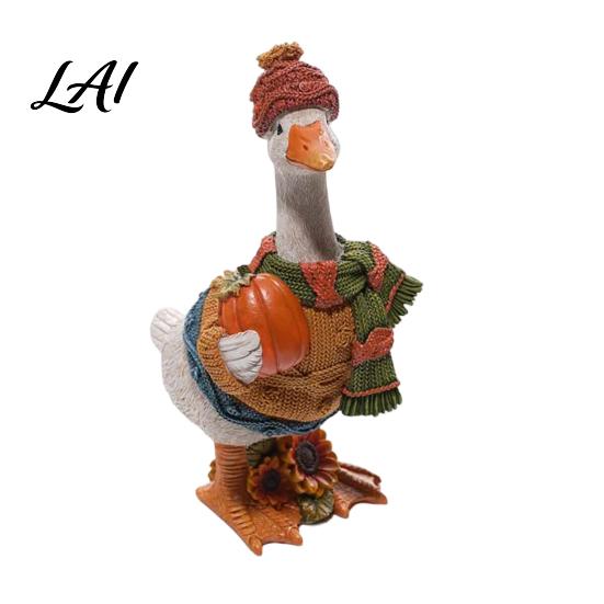 Office Desk Decoration Autumn Pumpkin Duck Ornament Exquisite Resin Craft Lifelike Animal