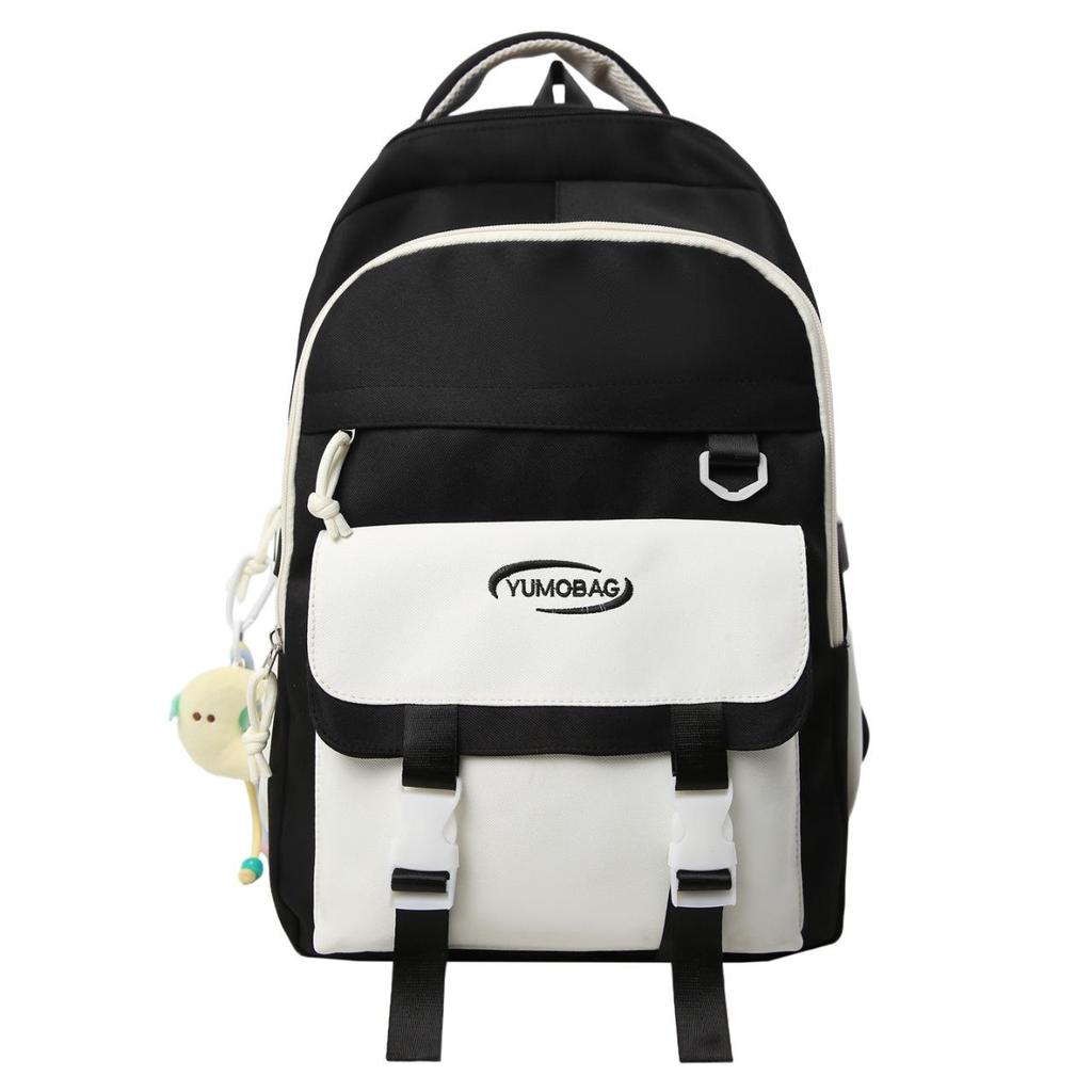Korean-Style Color Block Backpack for Middle School Girls - Large Capacity Schoolbag