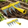 Weeding Rake with High Carbon Steel Teeth Wooden Handle Garden Weed Remover Lightweight Weeder Tool