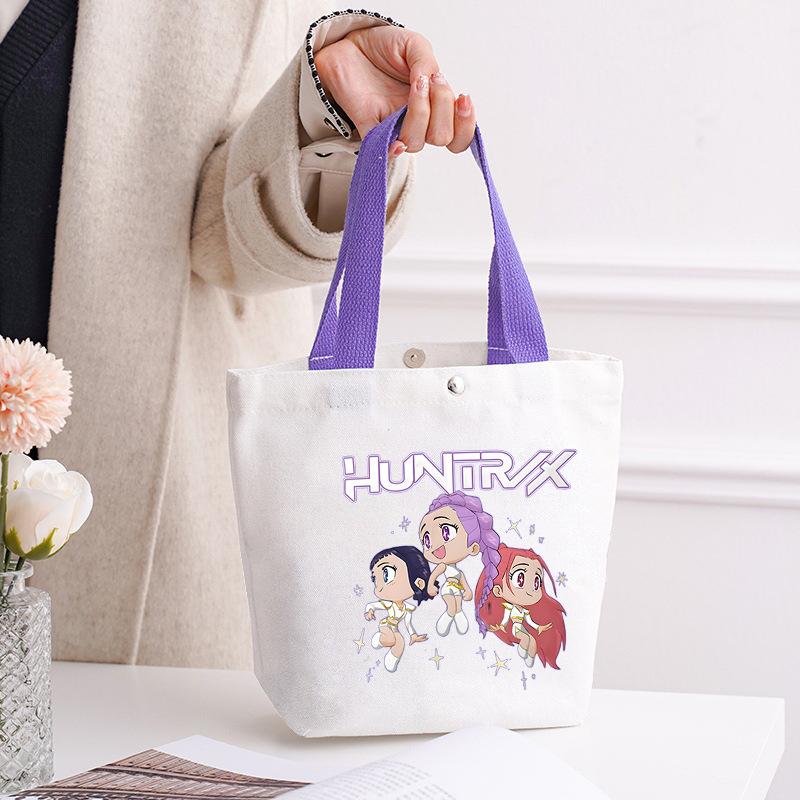Canvas Bag Kpop Peripheral Cute Portable Cartoon Canvas Bag Student Leisure Shoulder Bag Shopping Bag