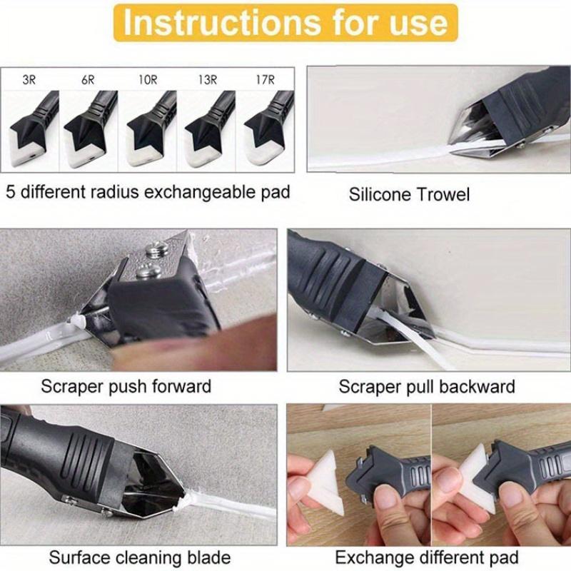 3-in-1 Silicone Caulking Tool with Stainless Steel Head - Ideal for Sealing, Cleaning, and Scraping Glue - Durable Plastic Handle for Easy Use