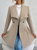 Women's Fashion Lapel Button Slim-Fit Wool Coat for Autumn Winter