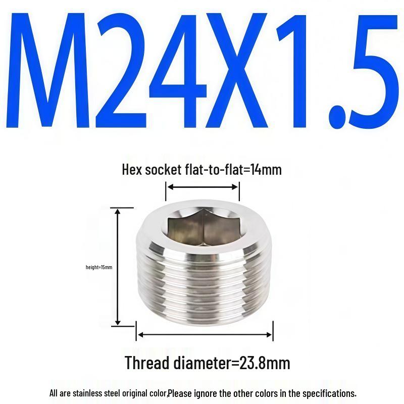 304 Stainless Steel Hex Socket Pipe Plug, Threaded Blind Plug, Oil Plug, Throat Plug In Sizes: 1/8", 1/4", 3/8", 1/2", 3/4".