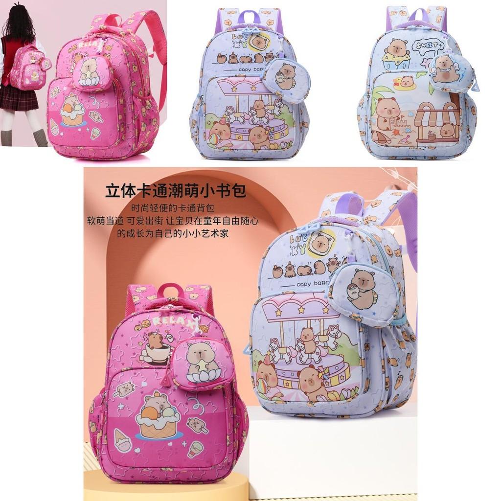 Adorable Capybara Children's Backpack For Kindergarten With Fun Cartoon Design In Multiple Colors