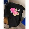 Graphic T-Shirt Short Sleeve Crew Neck with Soft Comfortable Spring Women's Light Blue Casual Teddy Bear