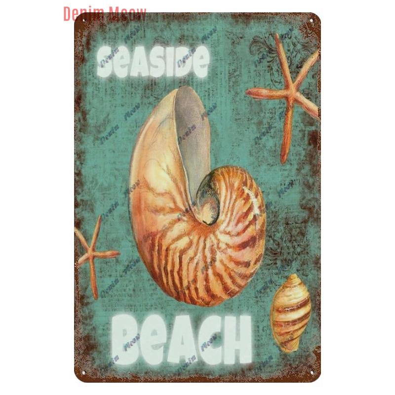 Vintage Sea Turtle Decor, Sea Snail, Metal Tin Sign, Nautical Beach Ocean Theme, Retro Seaside Underwater Summer Plates, WY283