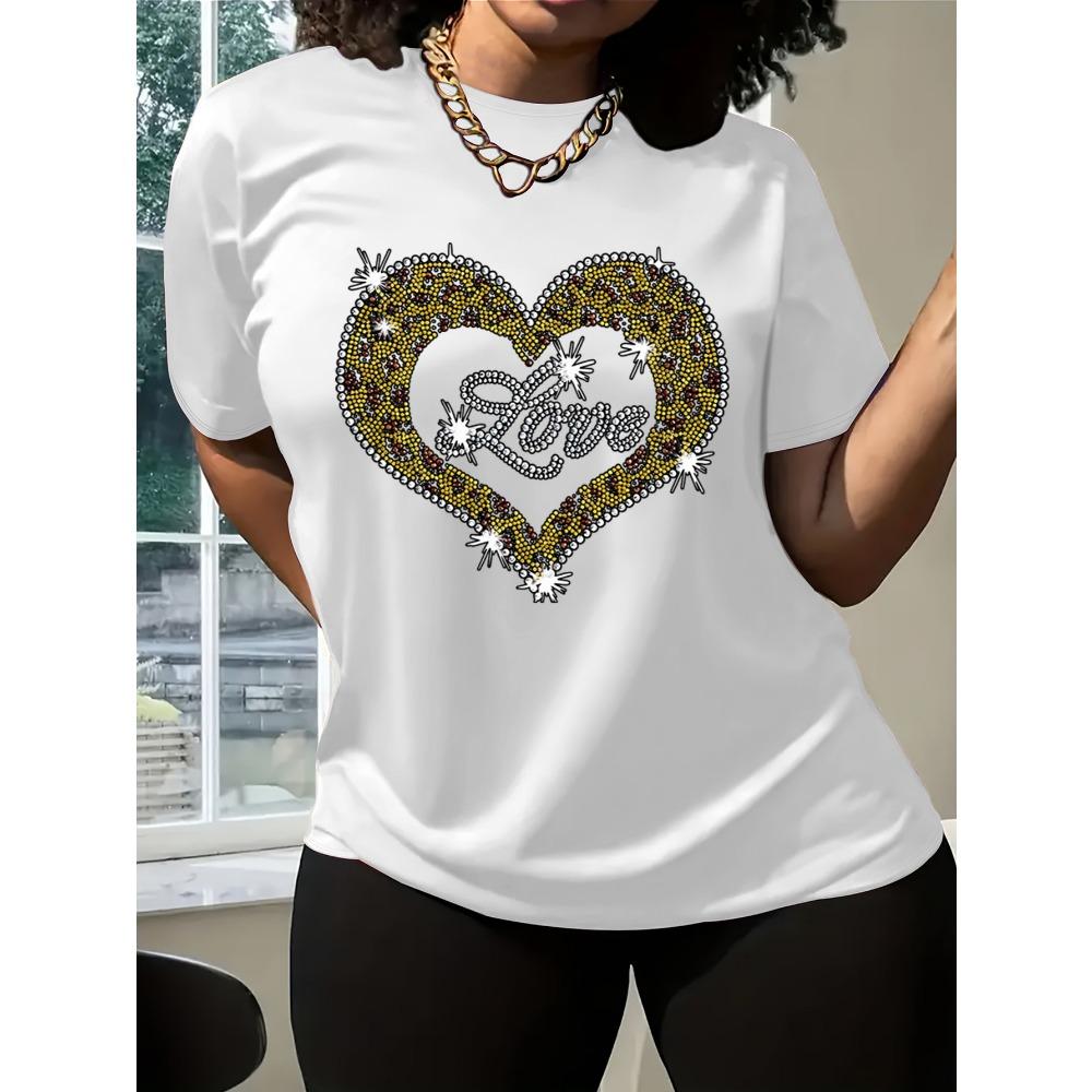 Women's Elegant Printed T-Shirt - Summer Fashion, Comfortable and Breathable, Round Neck T-Shirt,