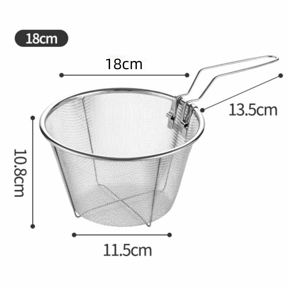 Multifunctional Deep Fry Basket Folding Wire Mesh Colander Durable Hot Filter Pasta Spoon