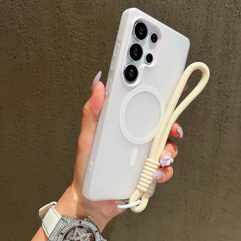 Candy Color Matte For Magsafe Case For Samsung Galaxy A56 A36 A26 A16 A06 A07 A55 A35 A25 A15 A05 A54 With Lanyard Soft Cover