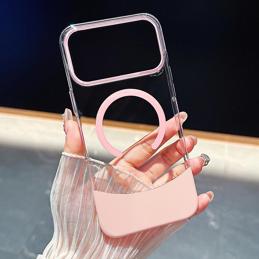 Luxury Splicing 2IN1 Transparent Phone Case For iPhone 17 16 15 14 13 12 Pro Max Plus 17Pro Air For Magsafe Magnetic Clear Cover