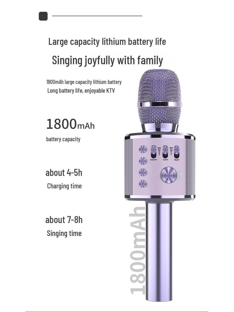 Wireless Home Karaoke Microphone for Kids with Built-in Speaker
