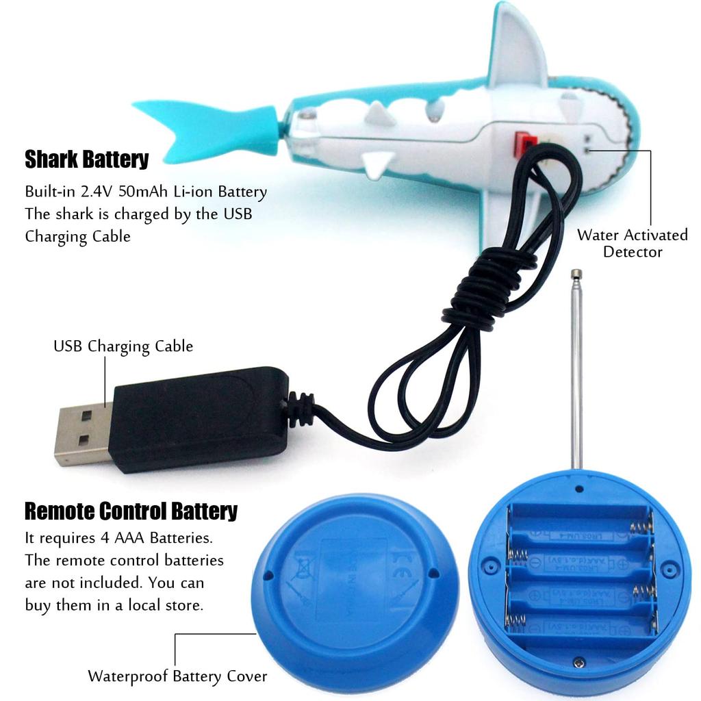 Tipmant Cute RC Shark Mini Radio Control Fish Boat Submersible Electric Animal Toy Pool Aquarium Kids Birthday Gift (Blue)