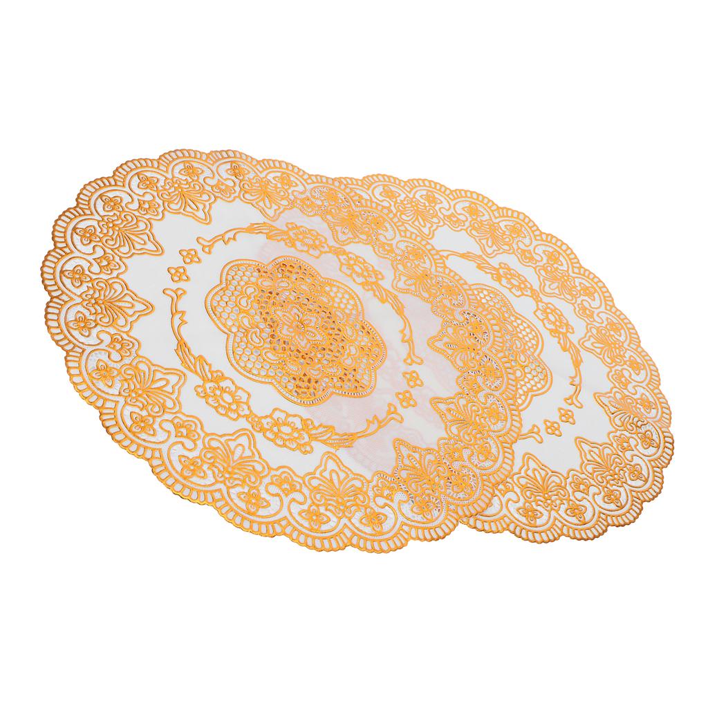 2PCS 38x38cm Table Mats PVC Gold Placemats Cup Mat Coaster for Wedding Party Supplies