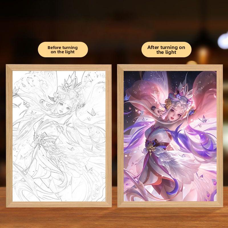 23cm/9.06in Honor Of Kings Light Painting 3D Game Peripherals Led Night Light Bedroom Table Decorate Collectible Party Supplies