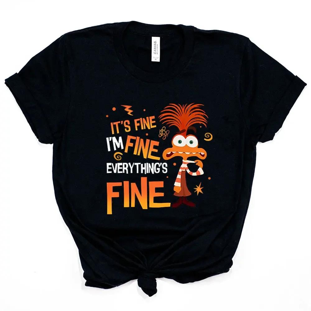 

Anxiety Shirt Inside Out 2 TShirt Everything Is Fine Anxiety Inside Out Emotions Shirts Retro Unisextal Health Family Vacation Tee 4XL