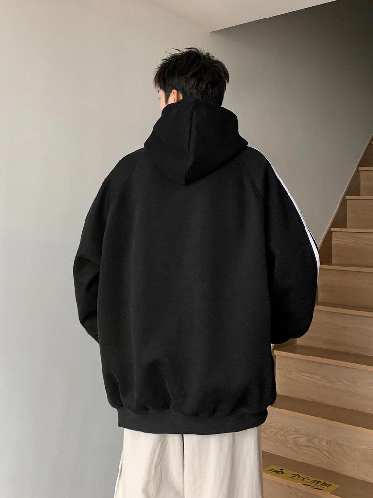 Men's Oversized Three Stripes Hoodie: Trendy Autumn Casual Wear