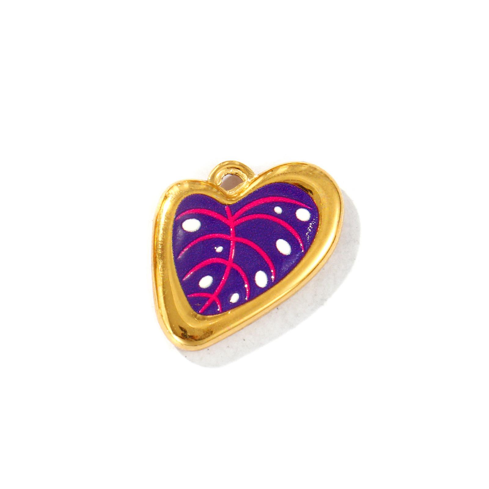 

2 PCs Waterproof 304 Stainless Steel Charms 18K Gold Plated Leaf Printed Pendants For DIY Necklace Jewelry Making 22mm x 17mm фіолетовий