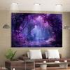 2D Dreamy Purple Forest Tapestry, Magical Fantasy Landscape Background Cloth